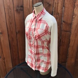 Marmot Red Plaid Button Down Top Breatheable Back